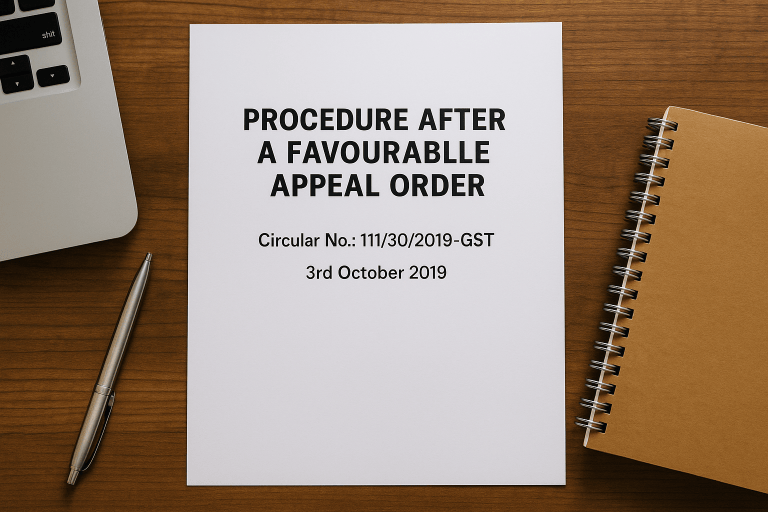 Seeks to clarify procedure to claim refund in FORM GST RFD-01 subsequent to favourable order in appeal or any other forum.