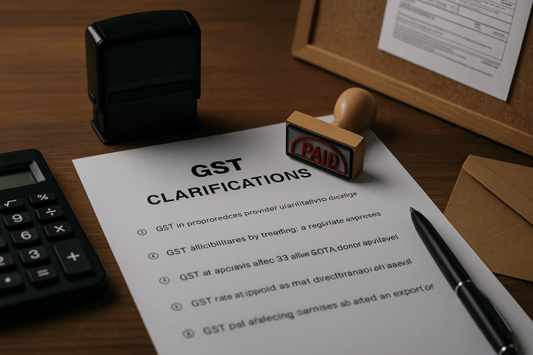 Clarifications regarding applicability of GST on certain services