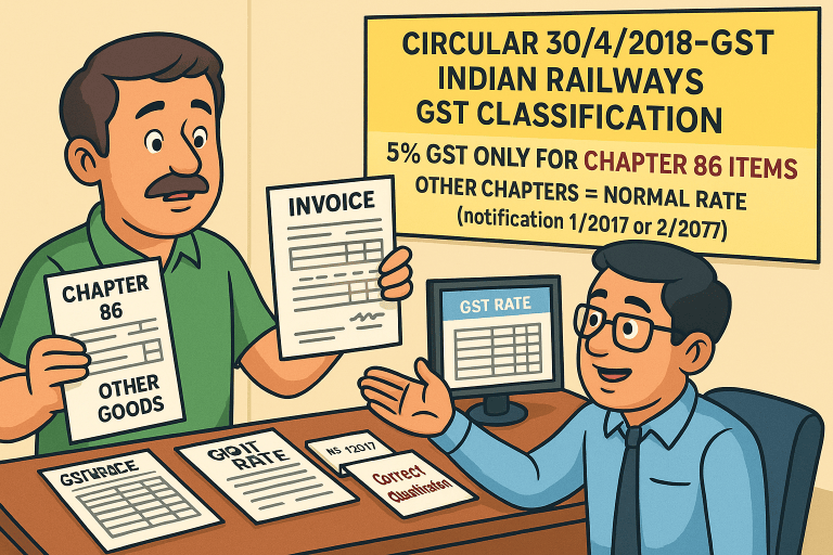 GST dated 25.01.2018 clarificationregarding supplies made to the Indian Railways classifiable under any chapter, other than Chapter 86 .