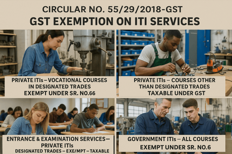 Taxability of services provided by Industrial Training Institutes (ITI) .
