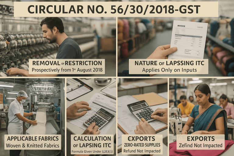 Clarification on removal of restriction on refund of accumulated Input Tax Credit on fabrics.