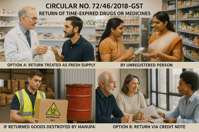 Circular to clarify the procedure in respect of return of time expired drugs or medicines