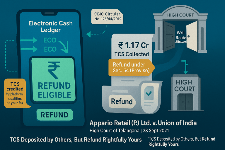 Refund of TCS (lying in Electronic Cash Ledger) collected by supplier engaged in supply of goods through E-Commerce was allowed.