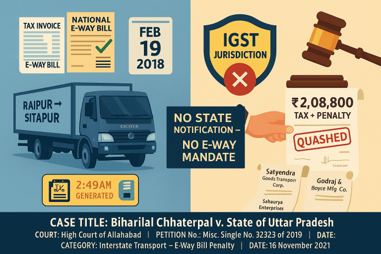 No applicability of E-way bill in case of Interstate Transactions before 01.04.2018.