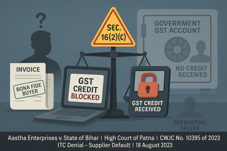 Disallowance of ITC to purchaser due to non-payment of tax by seller.