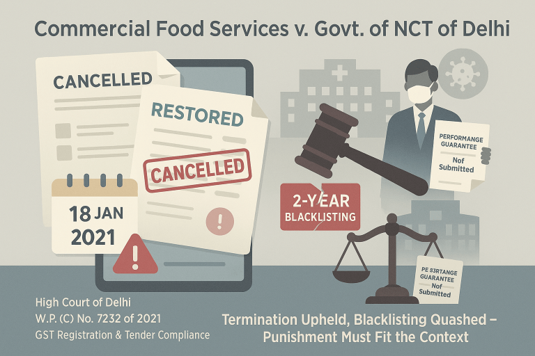 State Government was directed to reconsider the decision of blacklisting of Bidder caused due to submission of cancelled GST registration at the time of bid.