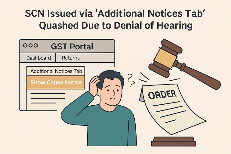 Show Cause Notice Served via ‘Additional Notices Tab’ Quashed for Violation of Natural Justice