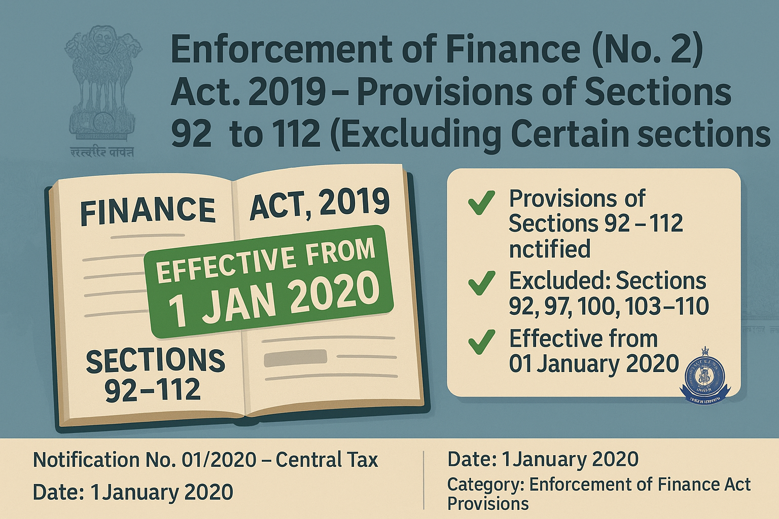 Enforcement of Finance (No. 2) Act, 2019 – Provisions of Sections 92 to ...