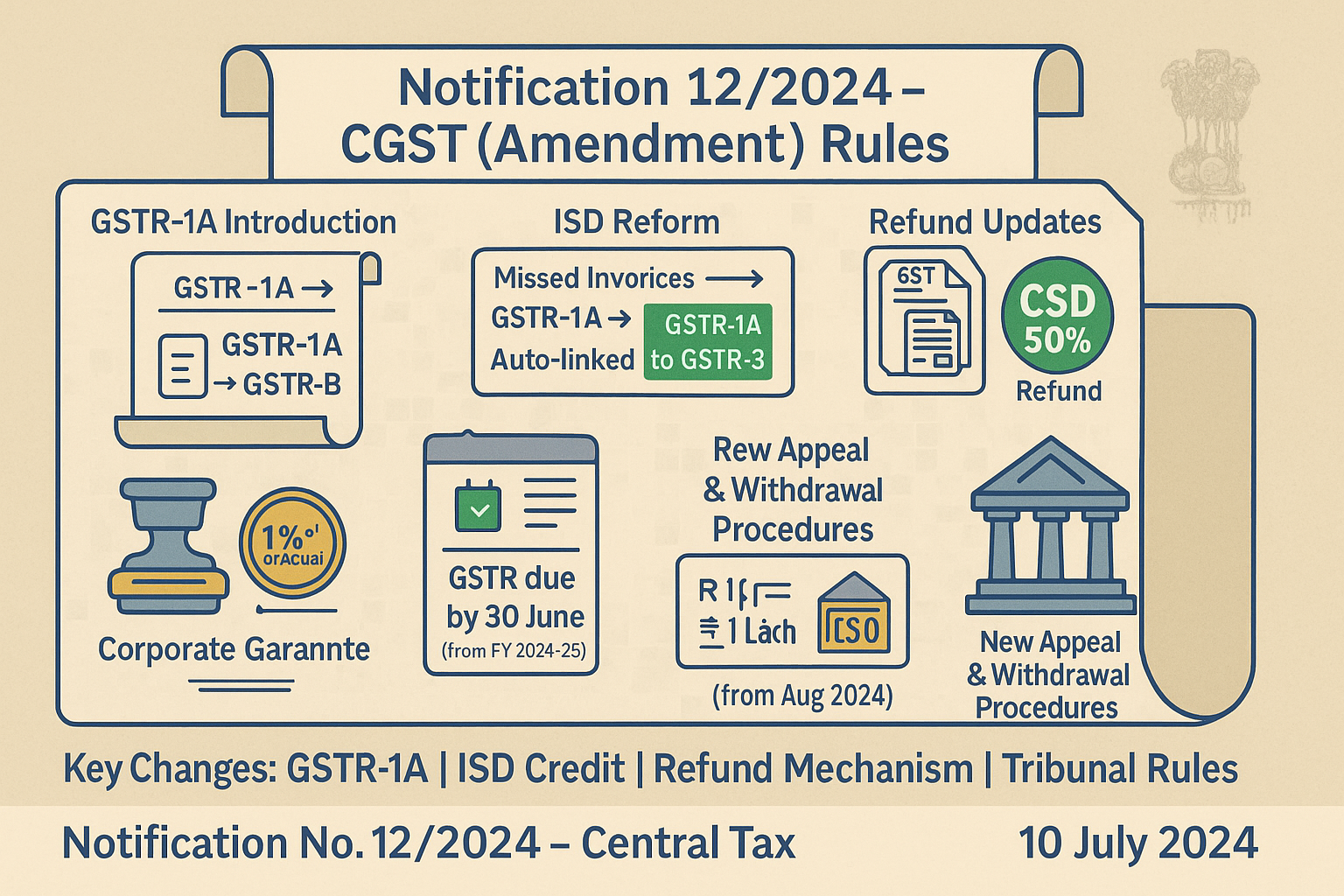 CGST (Amendment) Rules, 2024 – GSTR-1A, ISD Reforms & Refund Updates