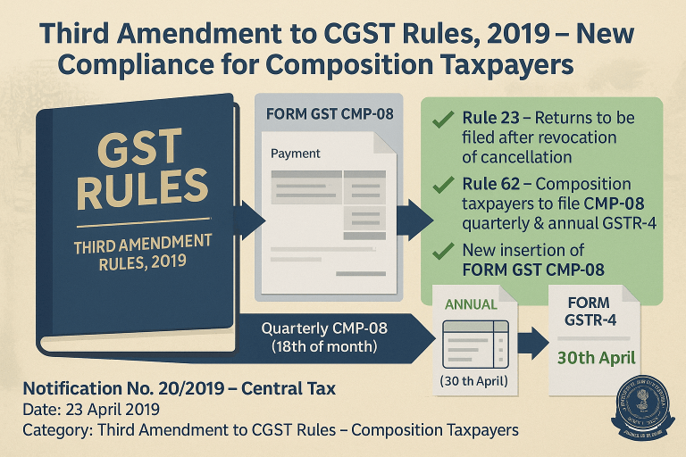 Third Amendment to CGST Rules, 2019 – New Compliance for Composition Taxpayers