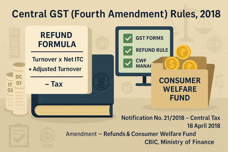 Central GST (Fourth Amendment) Rules, 2018 – Refund Formula & Consumer Welfare Fund