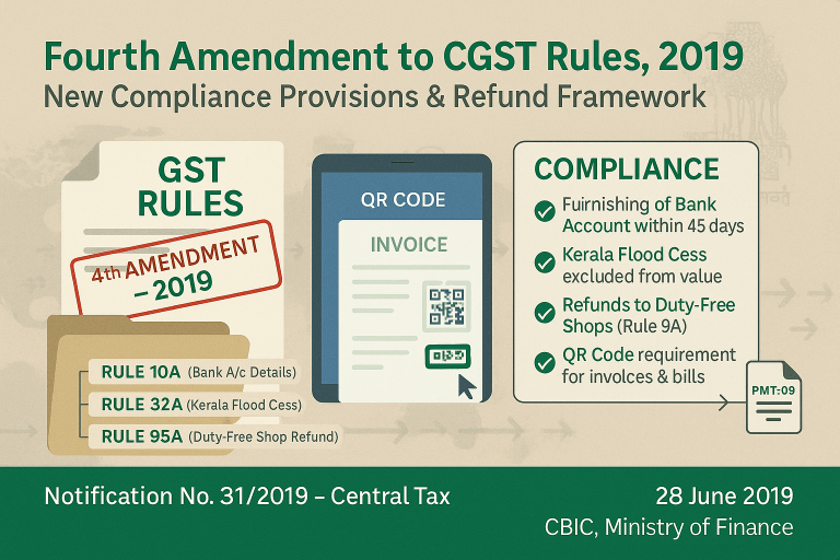 Fourth Amendment to CGST Rules, 2019 – New Compliance Provisions & Refund Framework