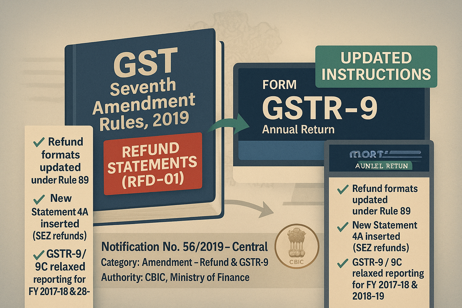 CGST (Seventh Amendment) Rules, 2019 – Refund & GSTR-9 Updates