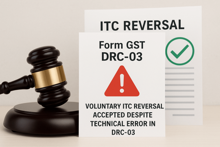 Voluntary ITC Reversal Accepted Despite Technical Error in DRC-03