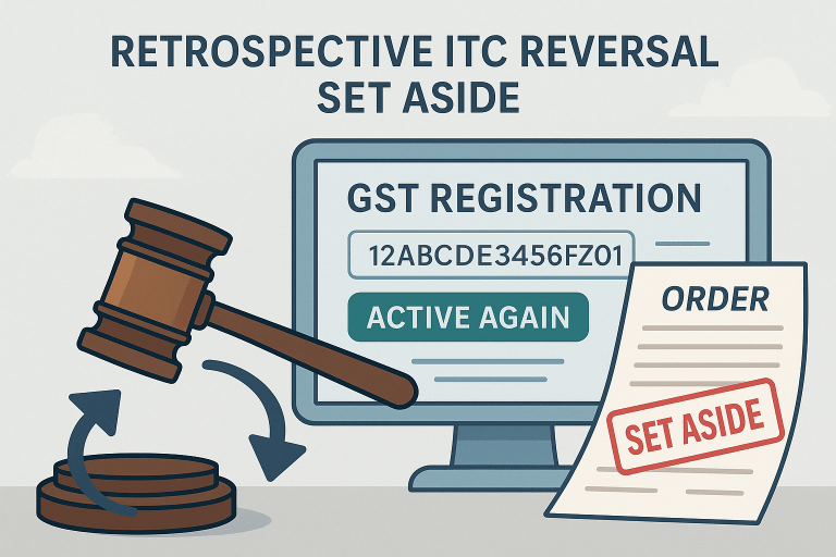 Retrospective ITC Reversal Set Aside Due to Quashed Cancellation of Supplier’s GSTIN