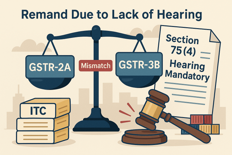 Remand of GST ITC Disallowance due to Lack of Hearing