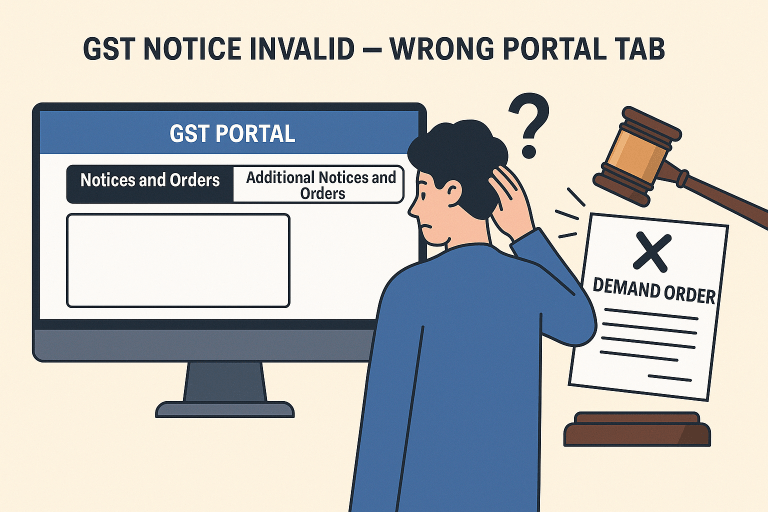 Notice Uploaded in Wrong GST Portal Tab Invalidates Demand Order