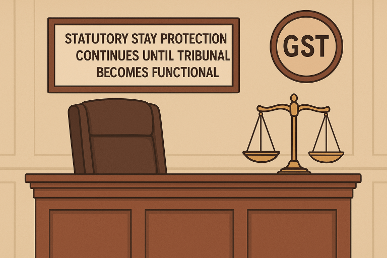Statutory stay under GST upheld where Tribunal not functional, with direction to file appeal upon Tribunal’s constitution