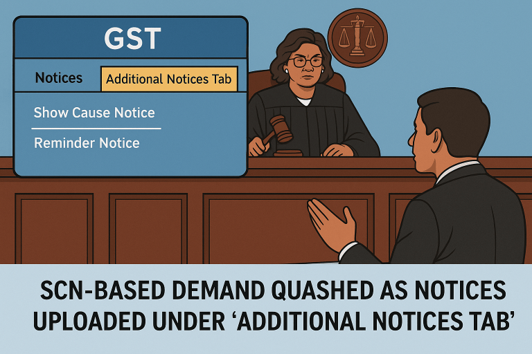 SCN-based demand quashed as notices were uploaded under ‘Additional Notices Tab’ without proper intimation; case remanded for fresh adjudication pending Supreme Court ruling on validity of notification