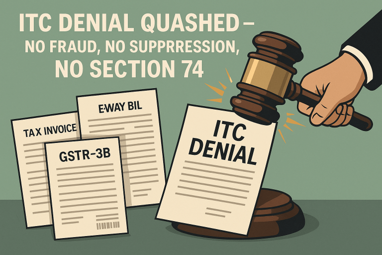 ITC denial quashed as Court held absence of fraud or wilful misstatement cannot justify proceedings under Section 74