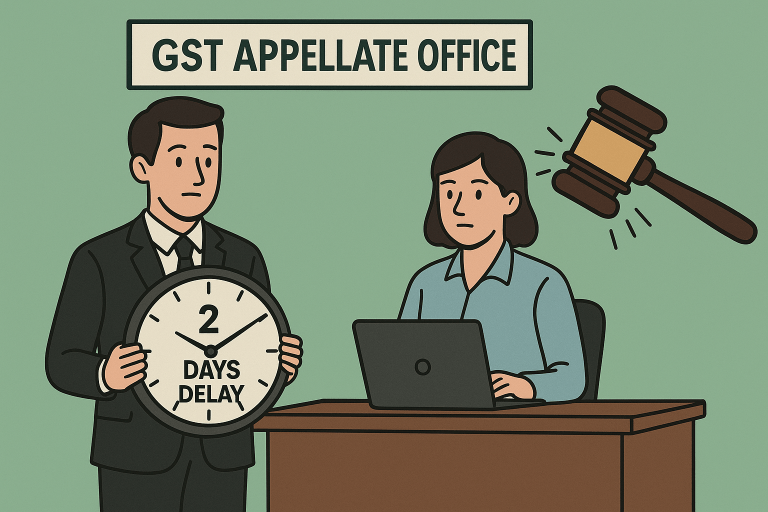 Delay of two days in filing GST appeal condoned as Court held bona fide explanation justified and rejection by appellate authority was contrary to binding precedent