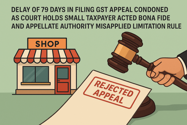 Delay of 79 days in filing GST appeal condoned as court holds small taxpayer acted bona fide and appellate authority misapplied limitation rule