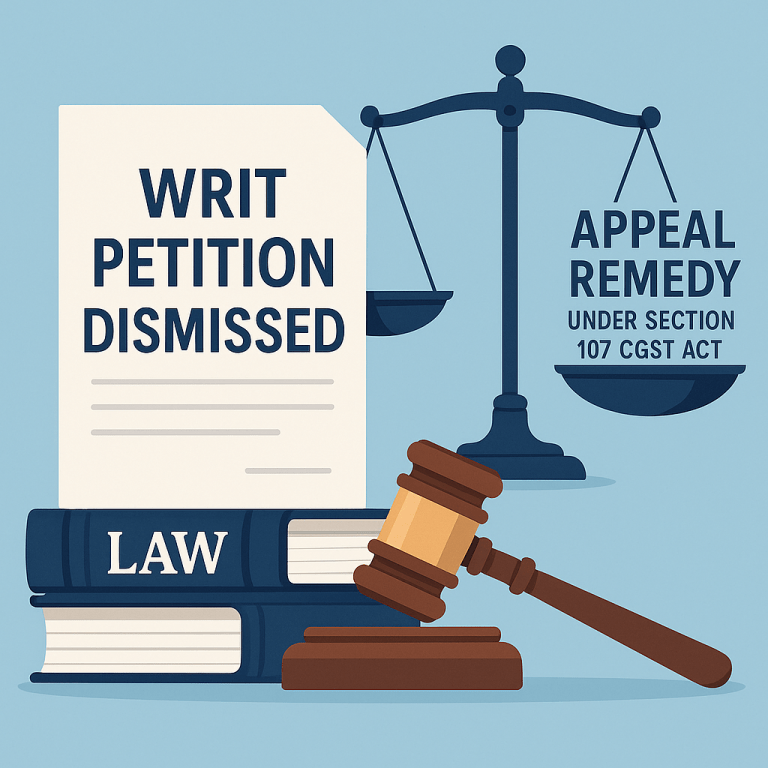 Appeal dismissed as statutory appellate remedy under Section 107 CGST Act was held sufficient, with liberty to raise all factual and legal issues before the appellate authority