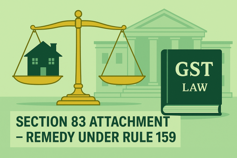 Writ petition dismissed as petitioner directed to avail statutory remedy under Rule 159 against attachment of property under Section 83 CGST Act