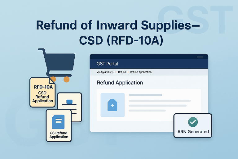 GST Compliance – Refund of Inward Supplies by CSD (RFD-10A)