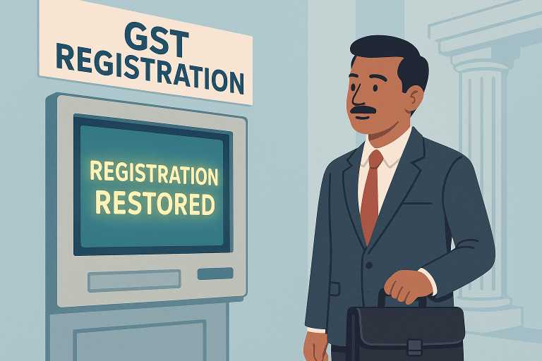 GST registration cancellation quashed as denial of revocation was held violative of right to livelihood and trade under Articles 19(1)(g) and 21