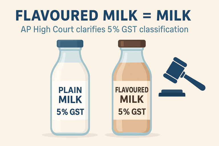 Flavoured milk classified as dairy product under HSN 0402 9990; GST rate restricted to 5% instead of 12%, with consequential refund allowed