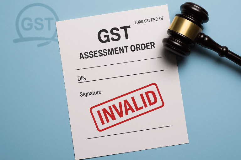 GST assessment order quashed as absence of signature and DIN rendered it invalid under CBIC circular and settled judicial precedent