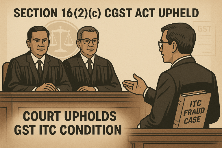 High Court upholds validity of Section 16(2)(c) CGST Act; writ petition dismissed as taxpayer must face enquiry on alleged fake ITC claim