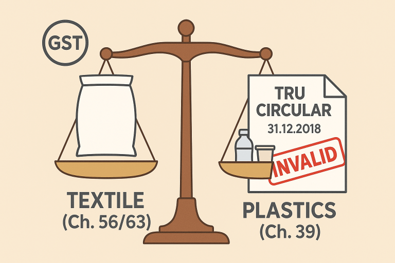 GST circular quashed as TRU lacked statutory authority under Section 168 of the CGST Act to issue classification clarifications, and because the circular failed to consider statutory distinctions between textiles and plastics
