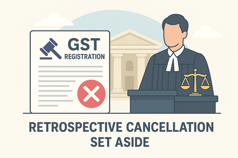 Retrospective GST cancellation set aside as the show cause notice lacked hearing date and provided no justification to cancel registration ab initio from 01.07.2017