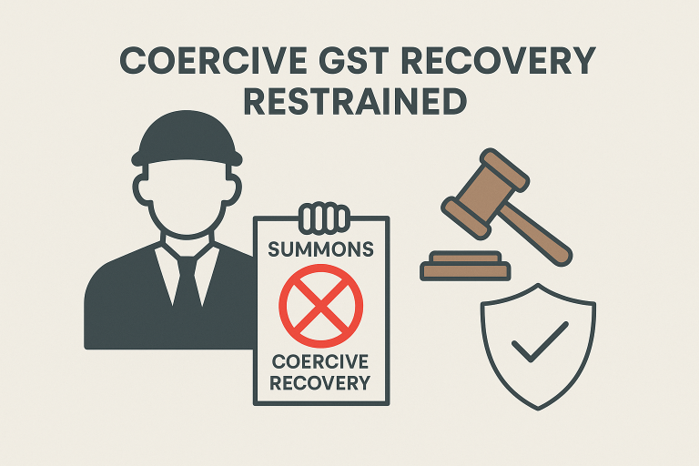 Delhi High Court restrains DGGI from coercive tax recovery, holding that no GST liability can be compelled without adjudication under Sections 73, 74, and 79 of the CGST Act. Detailed case summary with legal reasoning