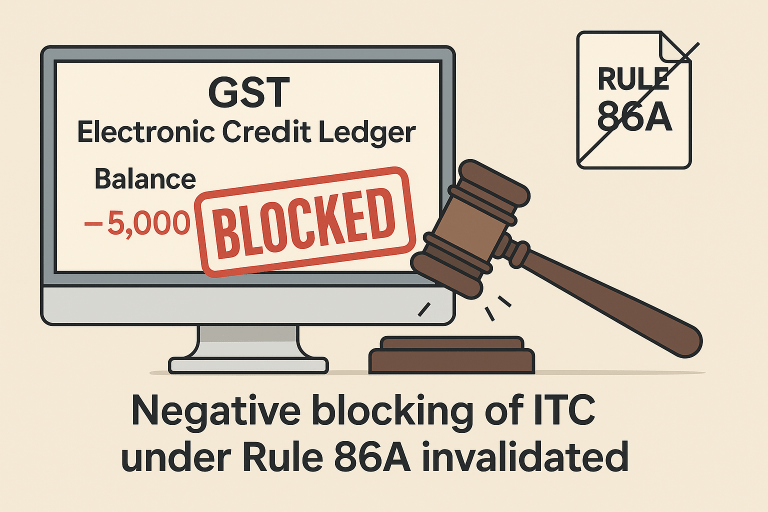 Negative blocking of ITC quashed as Rule 86A does not permit debit restriction beyond balance available in the Electronic Credit Ledger