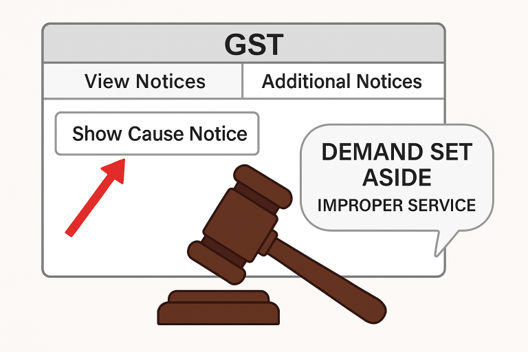 Demand under Section 73 quashed as the Show Cause Notice was uploaded in an inaccessible “Additional Notices” tab, causing denial of natural justice due to non-service and resulting non-participation in adjudication.