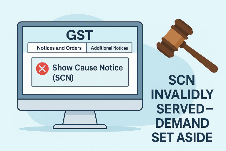 SCN-based GST demand quashed as the notice was uploaded under ‘Additional Notices’—held to be improper service under Section 169, rendering the order unsustainable and requiring de novo adjudication