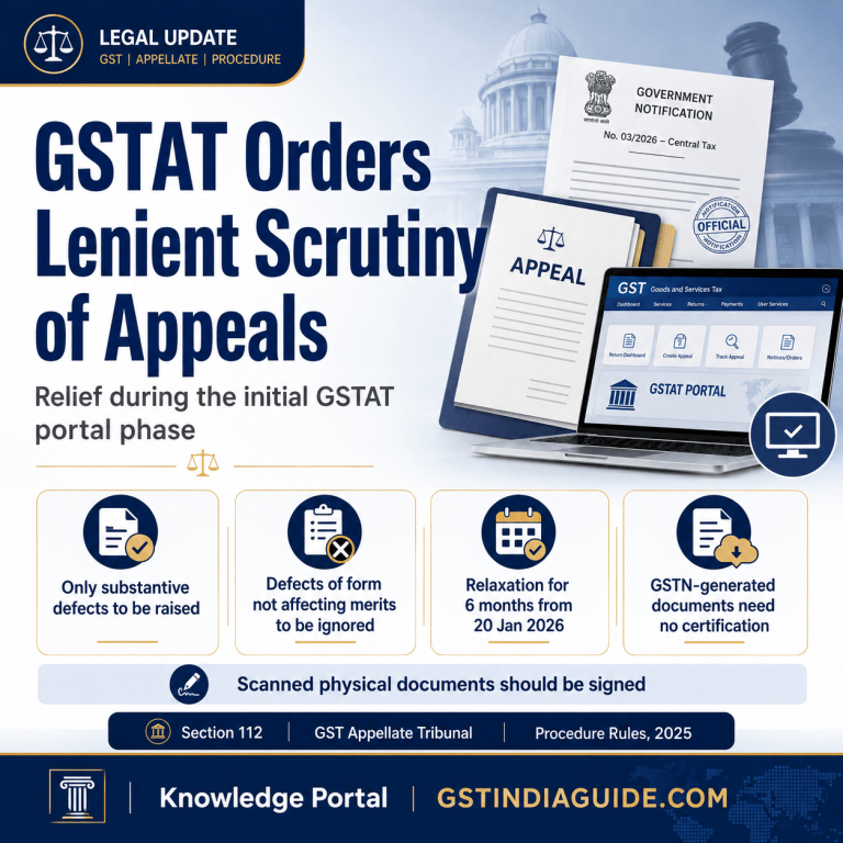 GSTAT Directs Lenient Scrutiny of Appeals for Six Months: Defects of Form Not to Obstruct Tribunal Filing