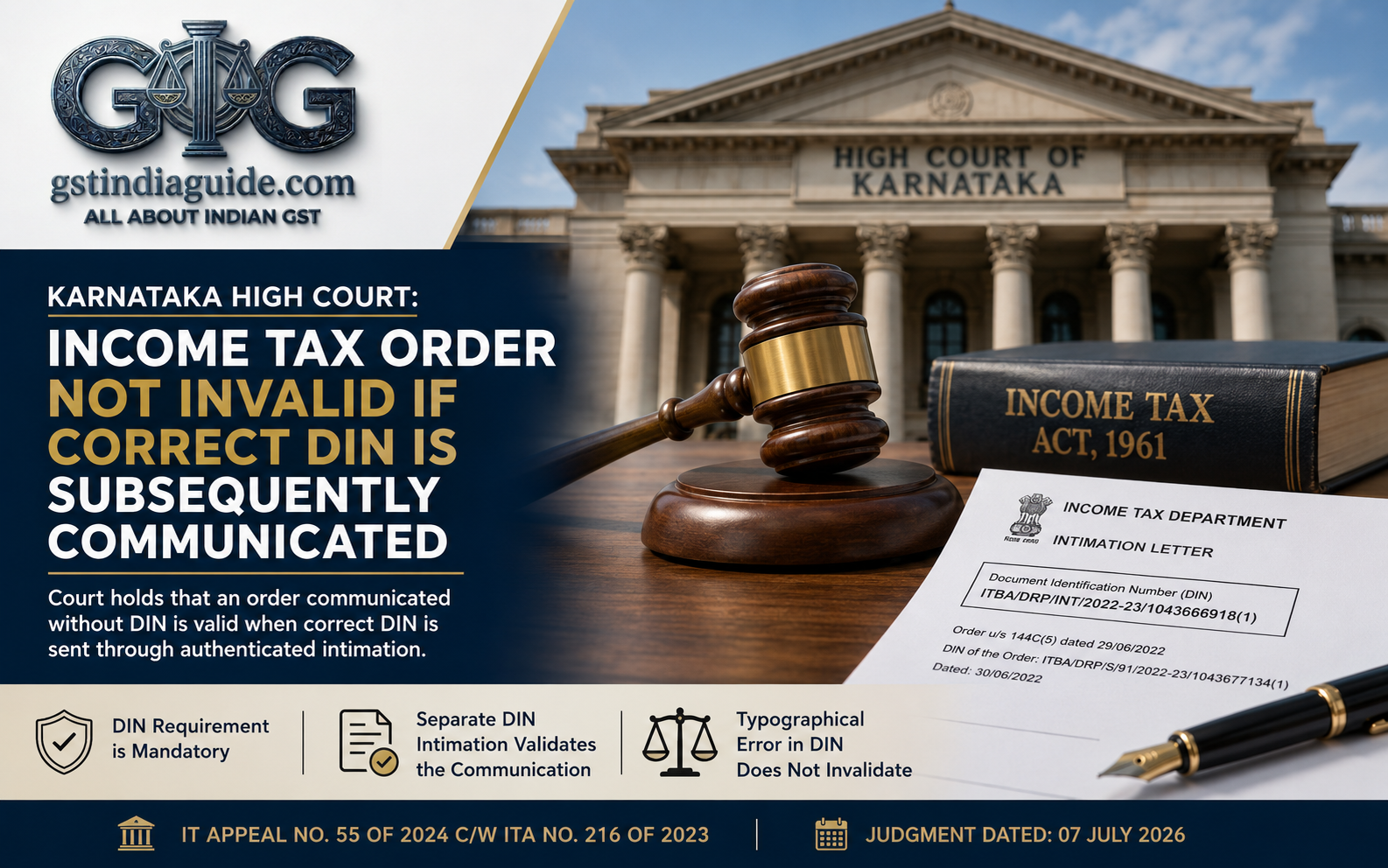 Income Tax Order Not Invalid if Correct DIN Is Subsequently Communicated: Karnataka High Court