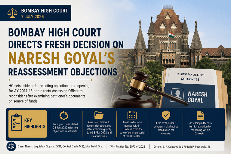 Bombay High Court Directs Fresh Decision on Naresh Goyal’s Reassessment Objections