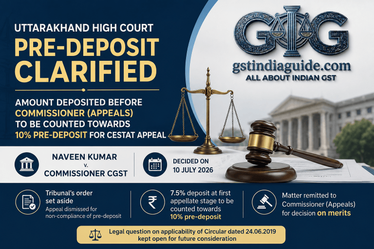 Naveen Kumar v. Commissioner Central Goods and Services Tax – Uttarakhand High Court on Mandatory Pre-deposit under Section 35F