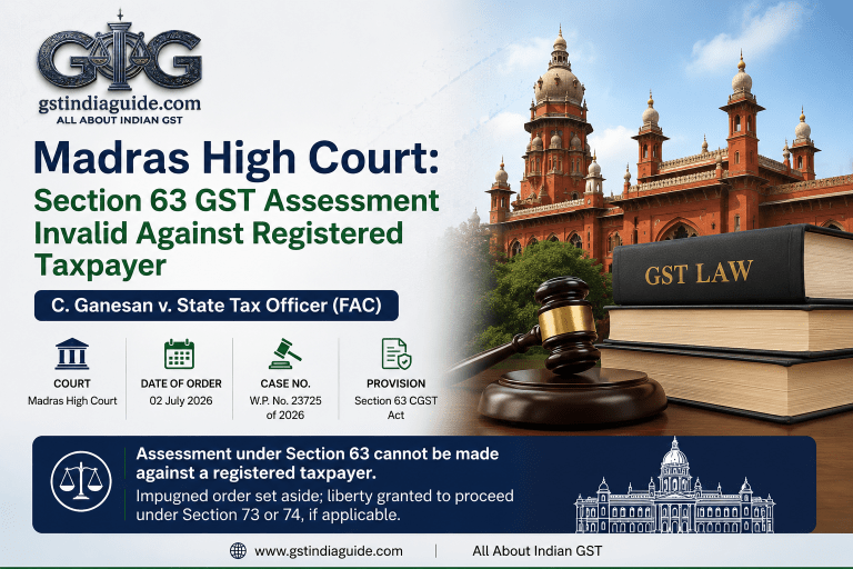 Madras High Court: Section 63 GST Assessment Invalid Against Registered Taxpayer – C. Ganesan v. State Tax Officer (FAC)