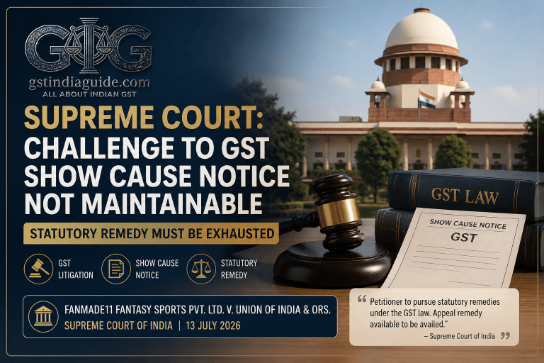 Supreme Court: Challenge to GST Show Cause Notice Not Maintainable When Statutory Remedy Exists