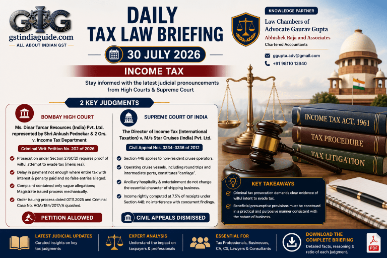 Daily Tax Law Briefing – Income Tax | 30 July 2026
