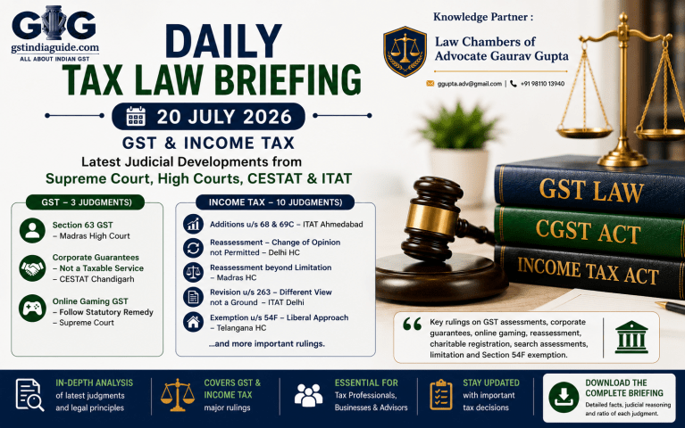Daily Tax Law Briefing – GST & Income Tax | 20 July 2026