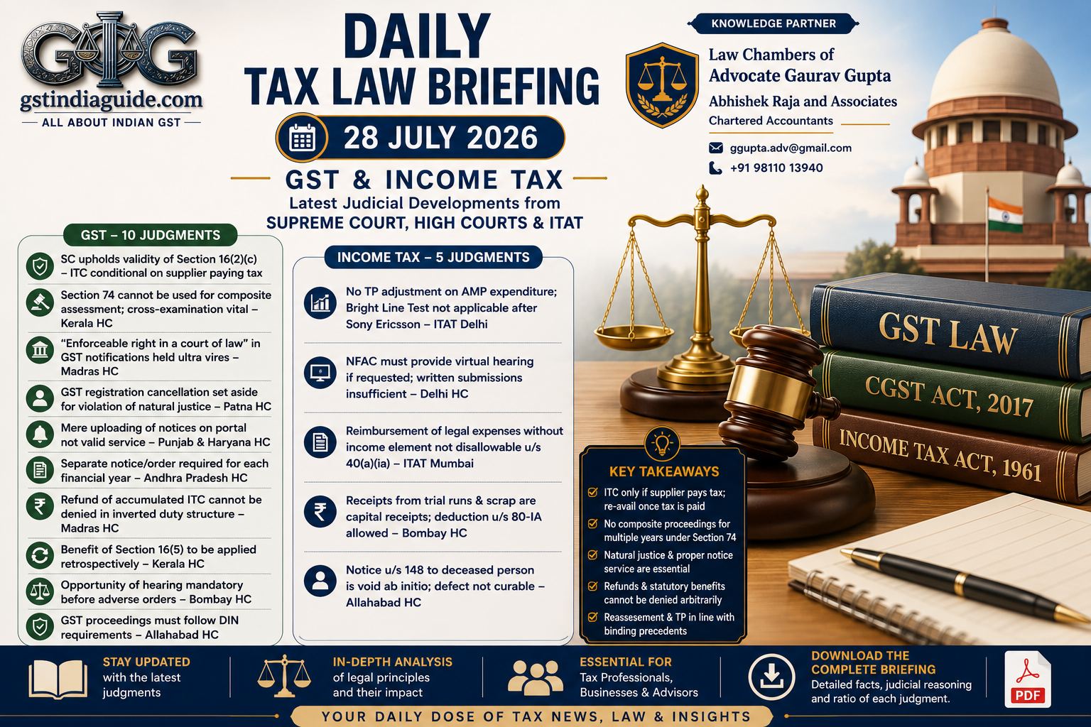Daily Tax Law Briefing – GST & Income Tax | 28 July 2026