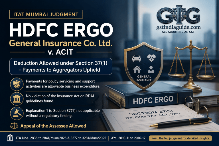 HDFC ERGO General Insurance Co. Ltd. v. ACIT – ITAT Allows Deduction under Section 37(1)