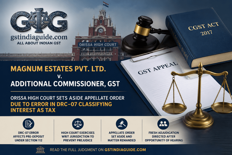 Magnum Estates Pvt. Ltd. v. Additional Commissioner, GST – Orissa High Court